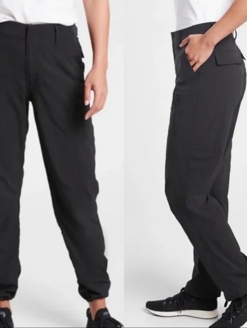 Athleta NWOT Women's Trekkie Utility Cargo Pants 8-Tall Black #657594 UPF 30